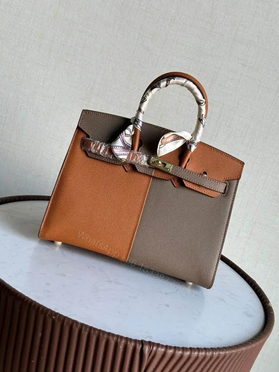 Design Epsom Casaque Birkin Sellier 30 Etoupe Sesame Bleu Indigo – Dubai Fashion LUX — view 1
