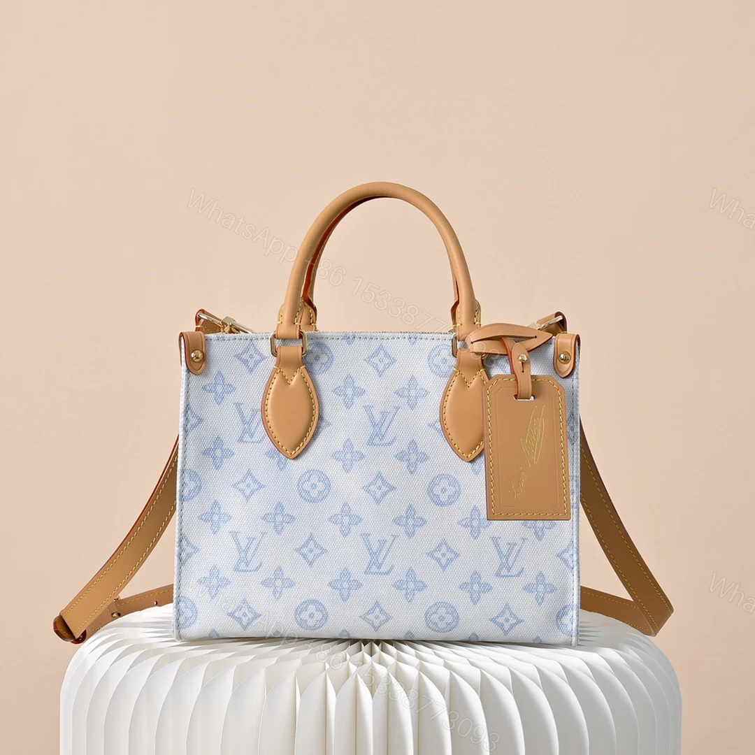 LV A貨 M28289 藍白 Monogram 手提包 女款小型旅行包 牛皮拼接斜背包 — view 1