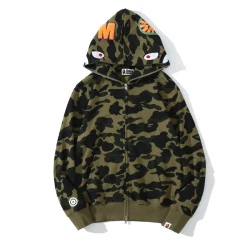BAPE Cloro Camo Shark Full Zip Hoodie Green FW18 — view 2
