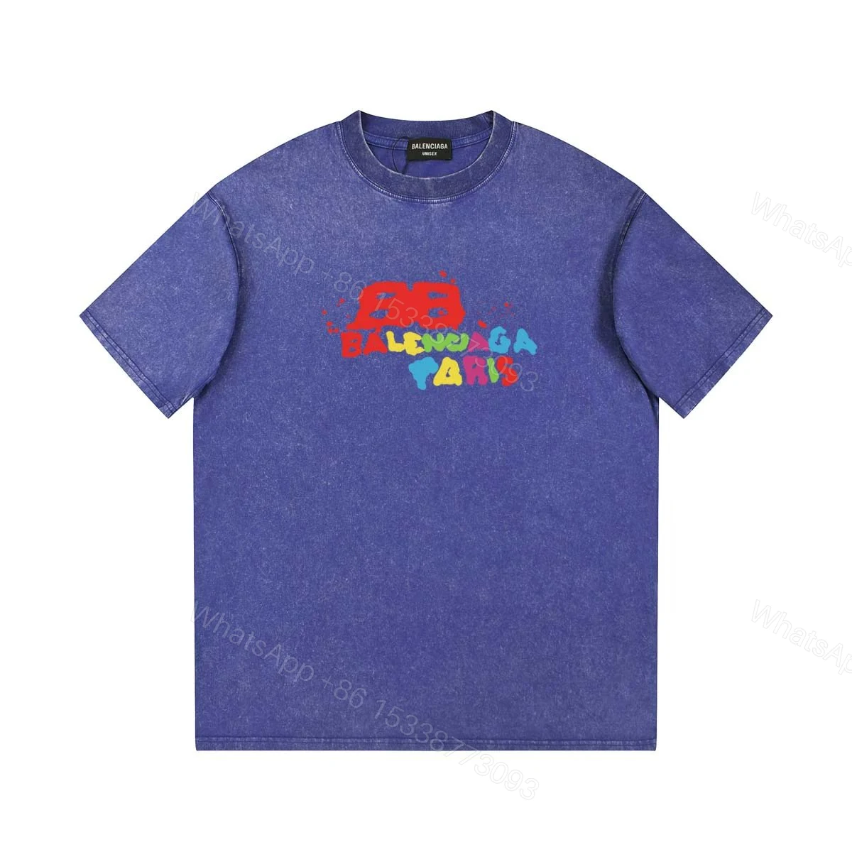Balenciaga 一比一 彩色LOGO印花做舊短袖T恤 寬鬆潮流款 — view 1
