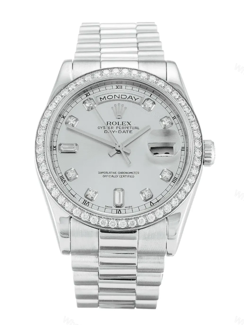 Rolex Day-Date White Shell Dial Diamond Replica — view 1