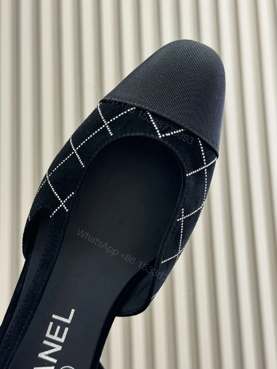 View 6 of Black Grid Sandals | Open-Toe Slingback, All-Day Comfort