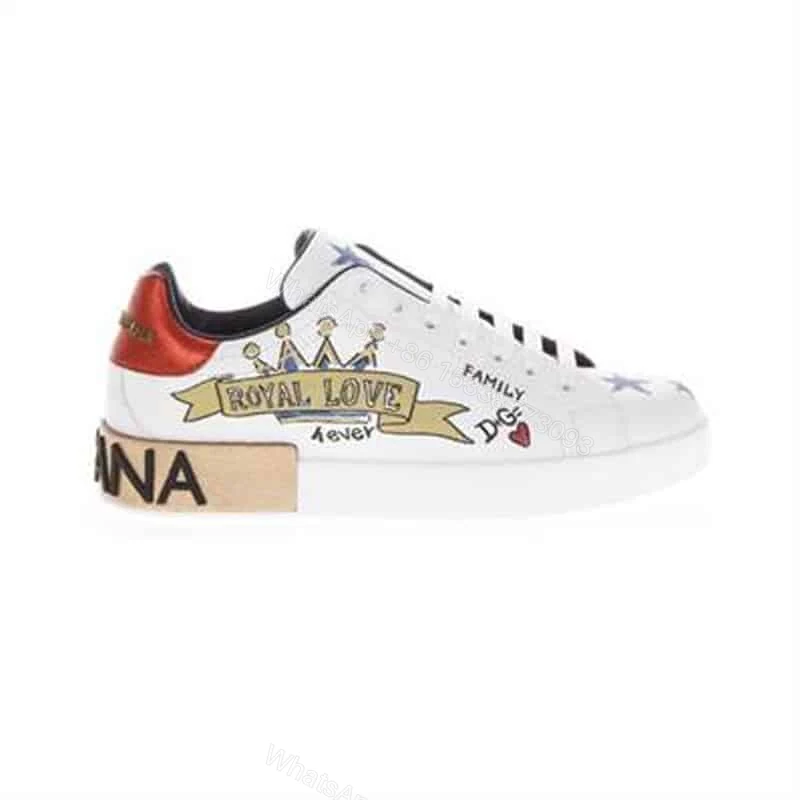 DOLCE AND GABBANA LEATHER ROYAL LOVE PRINT SNEAKERS IN WHITE – DG103 — view 1