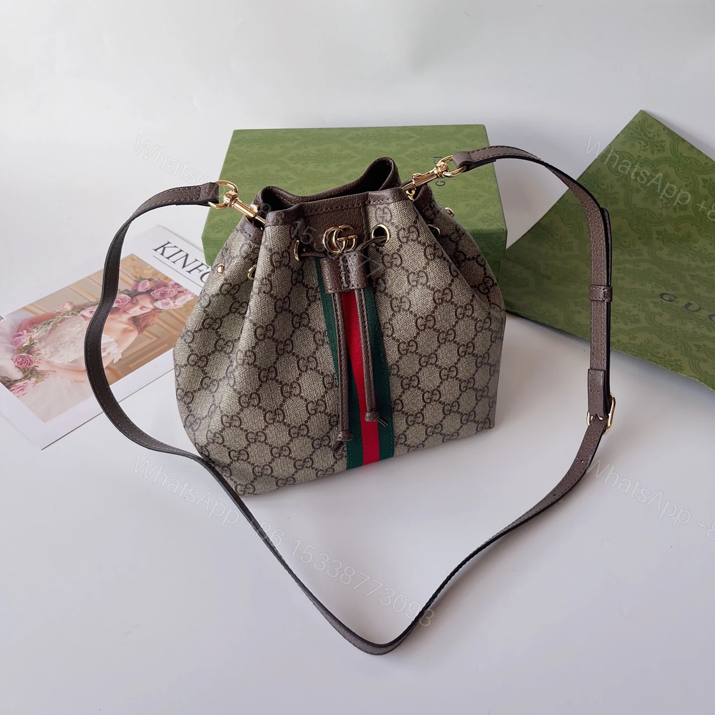Gucci一比一水桶包老花帆布復刻經典設計輕便斜背女包 — view 1
