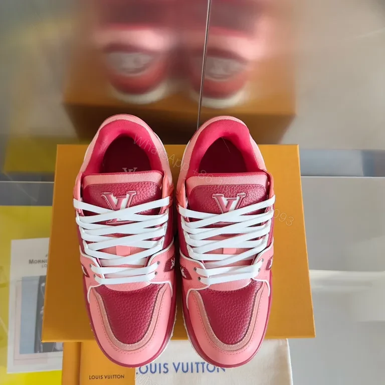 Bold Pink LV-Inspired City Sneakers: Luxe Comfort Top Tier — view 1
