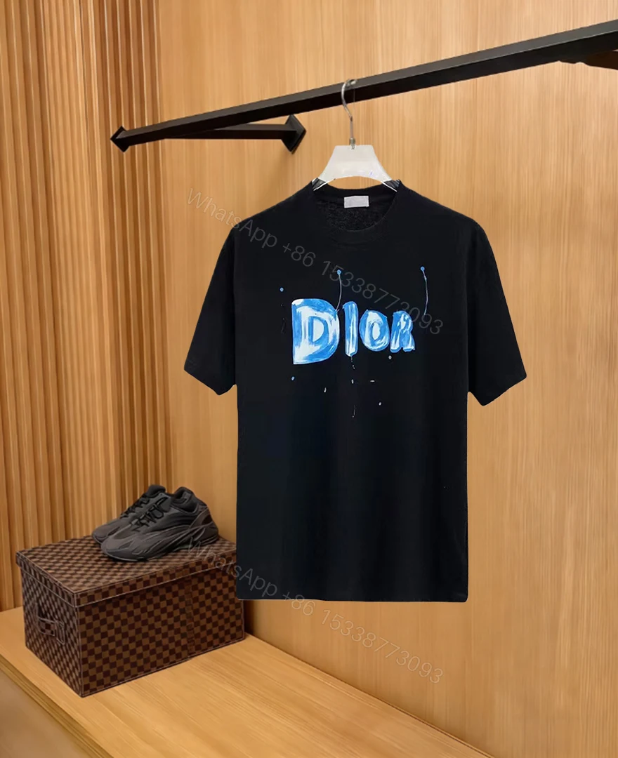 Dior一比一藍色潑墨黑色短袖T恤時尚潮流男女款 — view 1