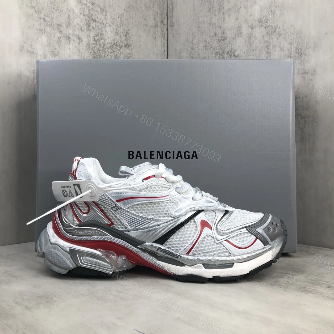 Balenciaga 高仿男士跑鞋 白紅線條與透明底設計 科技潮流融合 — view 1