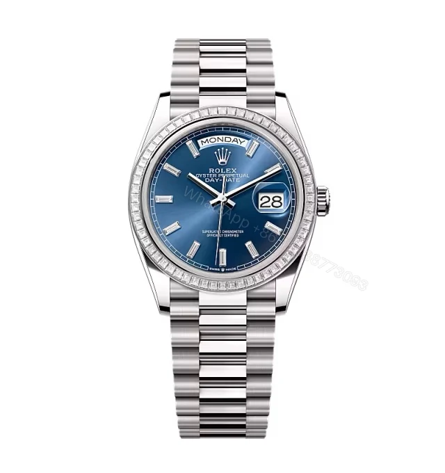 Superclone Rolex Day-Date Bright Blue Diamond Dial 128399tbr-0027 36 mm — view 1