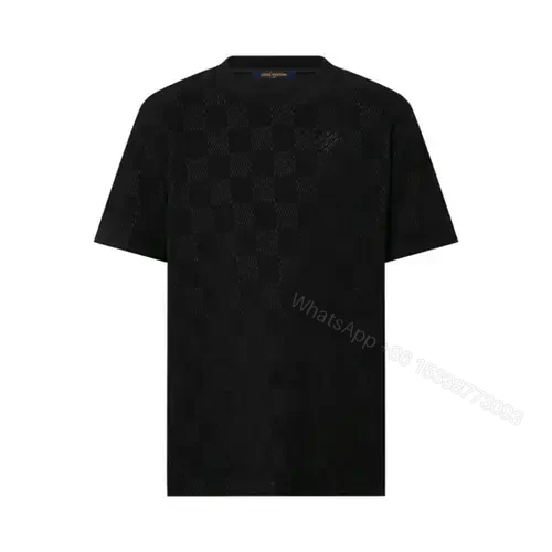 Lv Damier French Terry Cotton T-Shirt — view 1