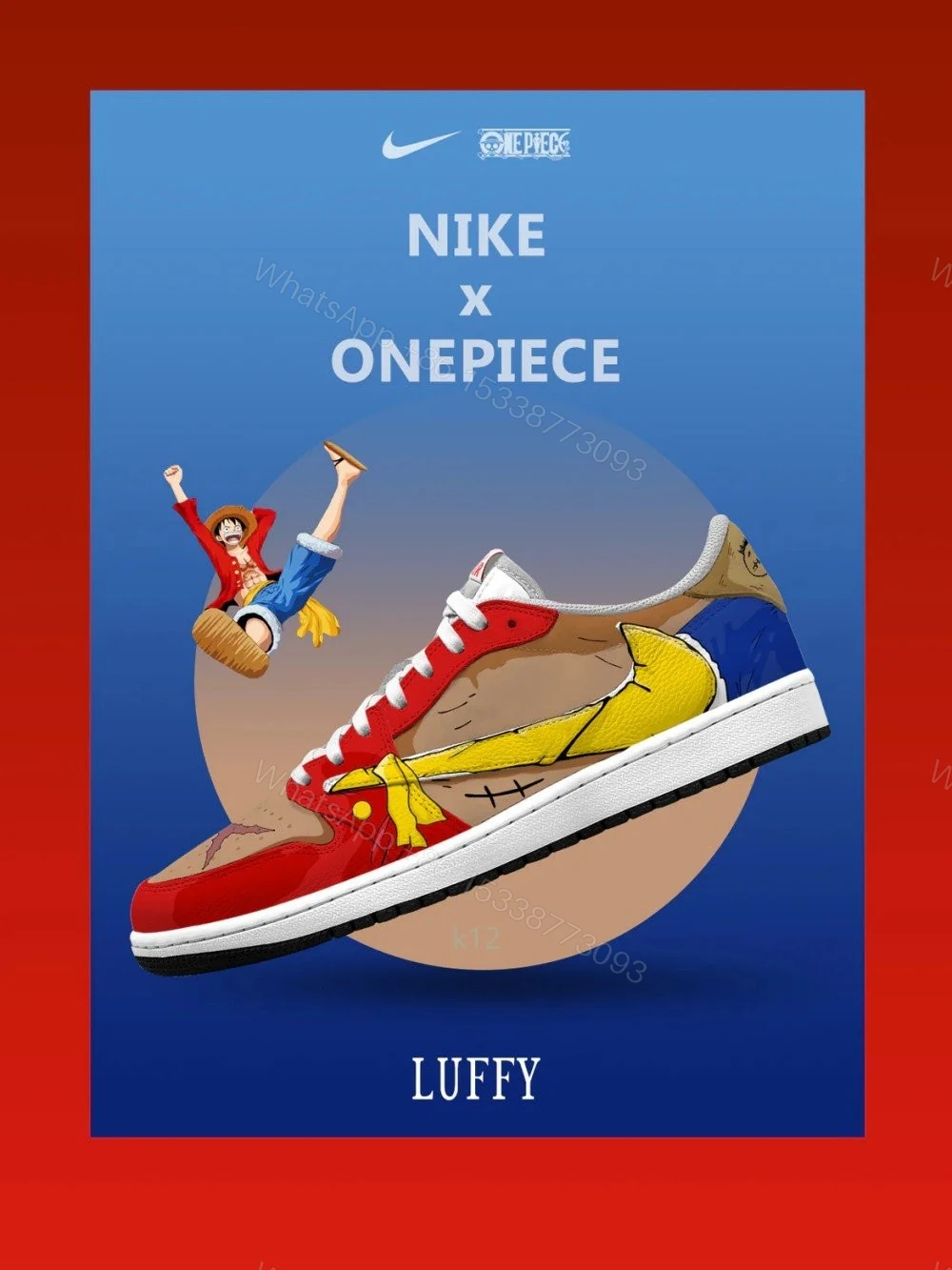 Monkey D. Luffy V.7 Custom TS Low Jordan 1 — view 1