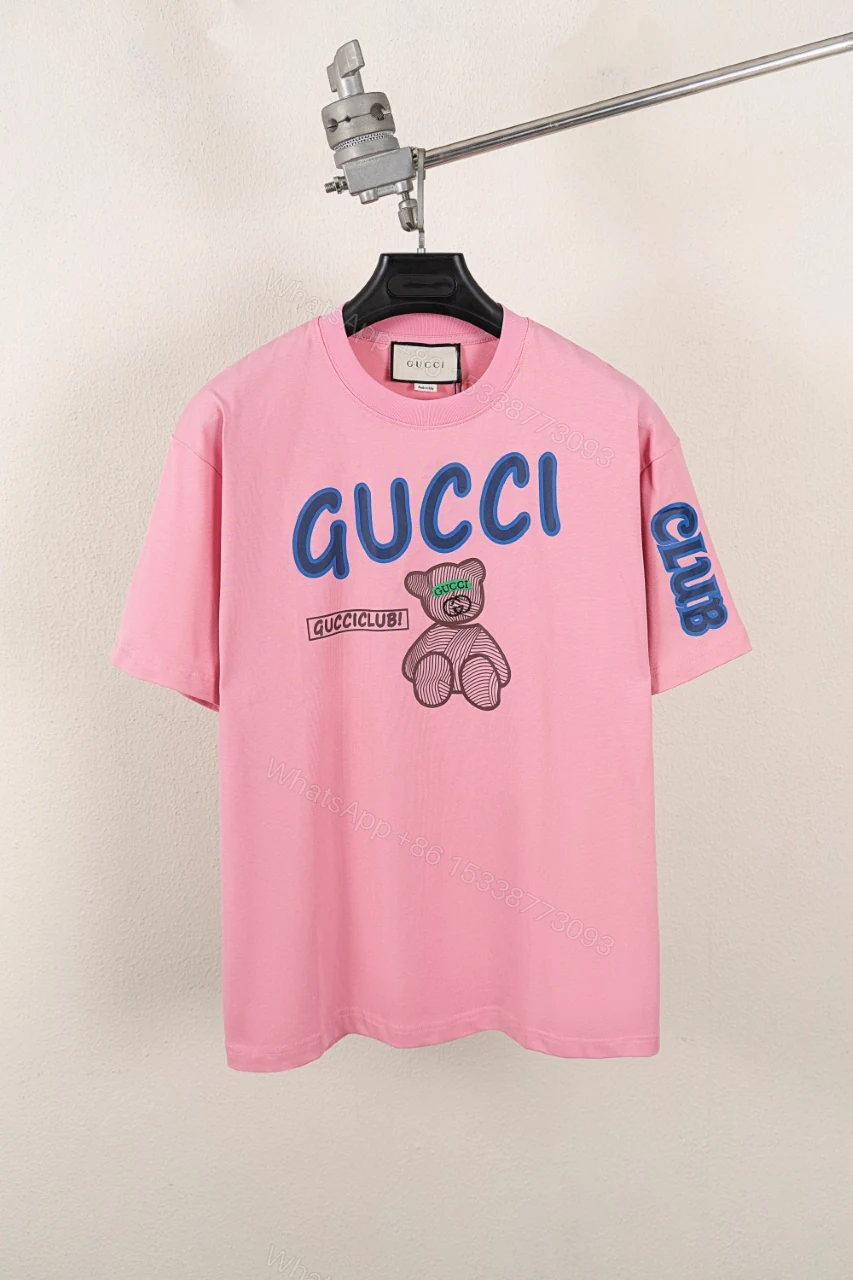 Gucci原單男款短袖 粉色小熊刺繡LOGO款 CLUB聯名風設計 — view 1