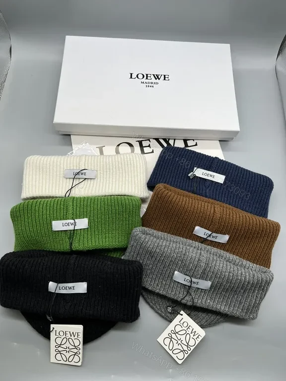 View 6 of Cozy Brown Wool Beanie with Loewe Patch Detail