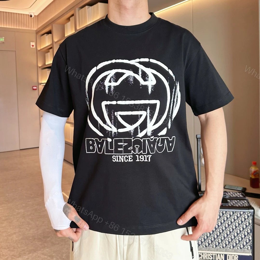 Balenciaga 一比一T恤 男款黑色塗鴉LOGO印花寬鬆短袖 — view 1