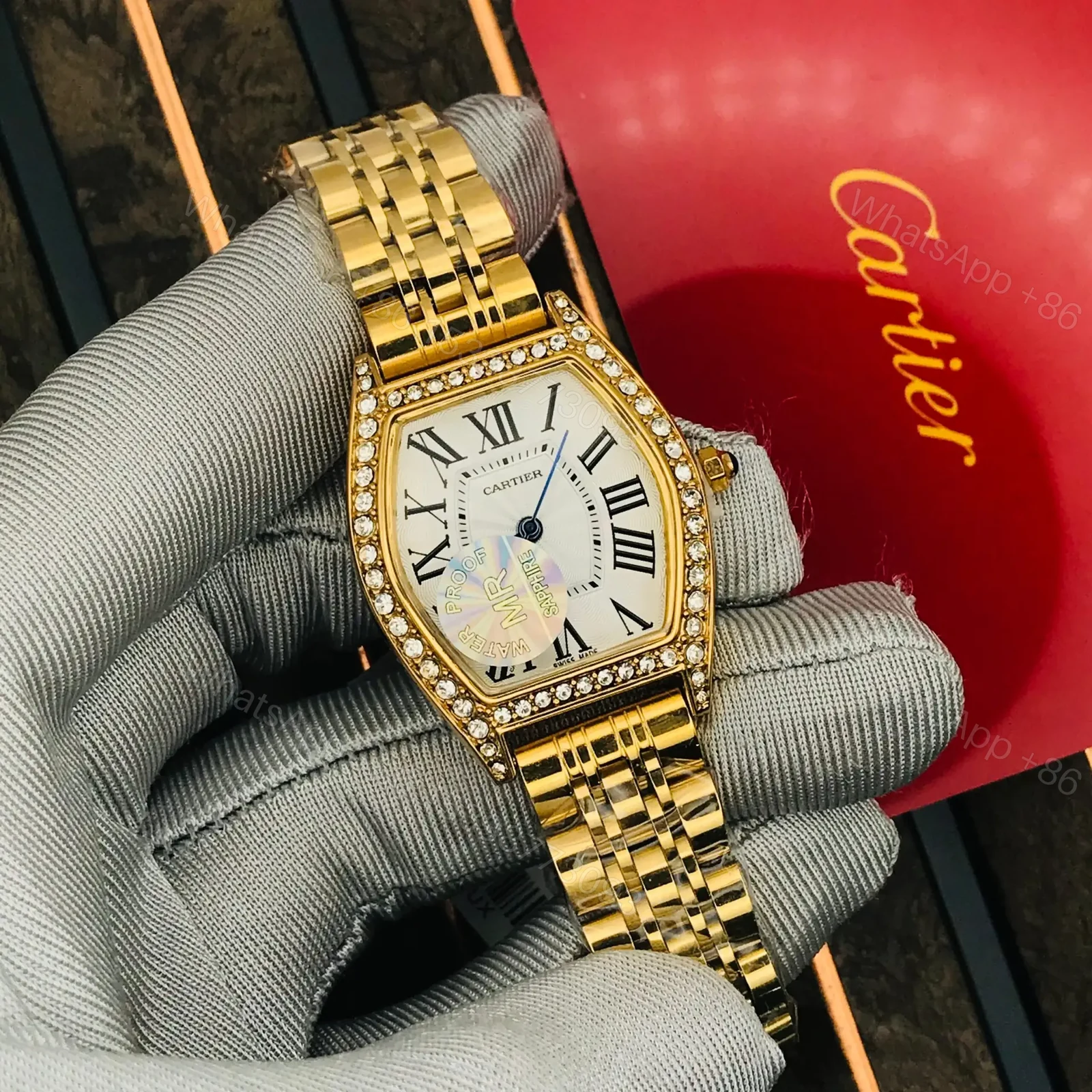 Cartier Silver Diamond 18k Rose Gold Women’s Watch — view 1