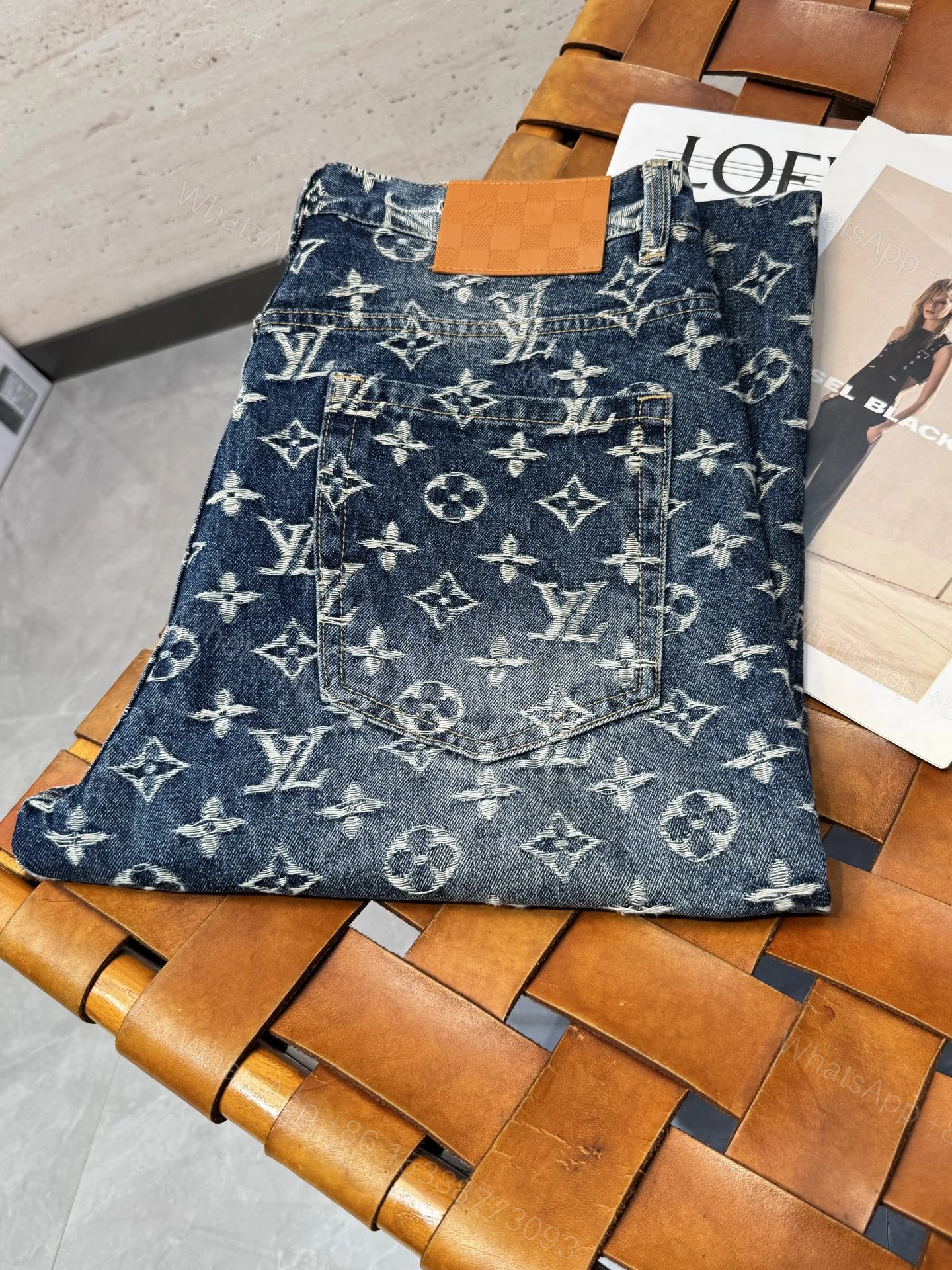 LV A貨男士牛仔褲滿版老花LOGO復古潮流款 — view 1