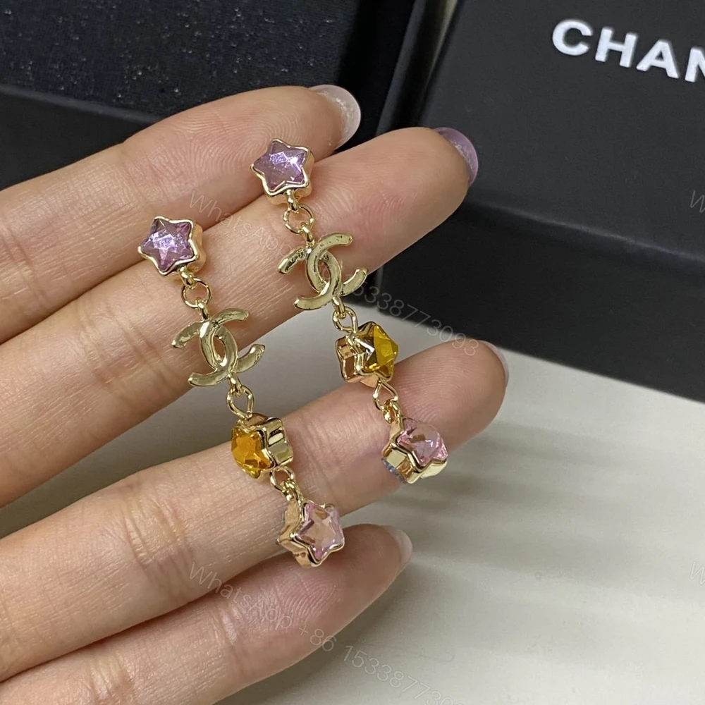 View 5 of CHANEL PENDANT EARRINGS METAL AND DIAMANTÉS IN MULTICOLOR ABF182 B19937 NAFQC