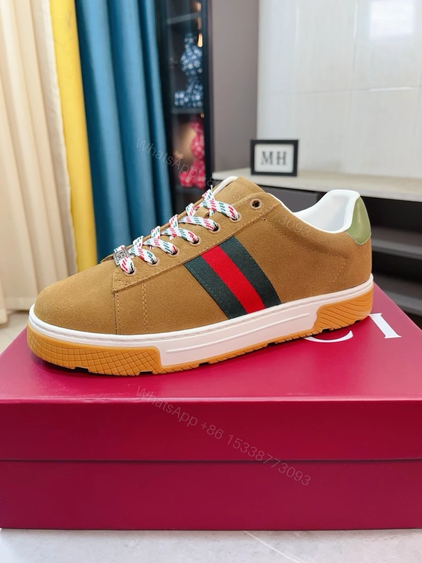 GUCCI 高仿男款經典織帶麂皮休閒鞋 百搭復古潮流運動鞋 — view 1