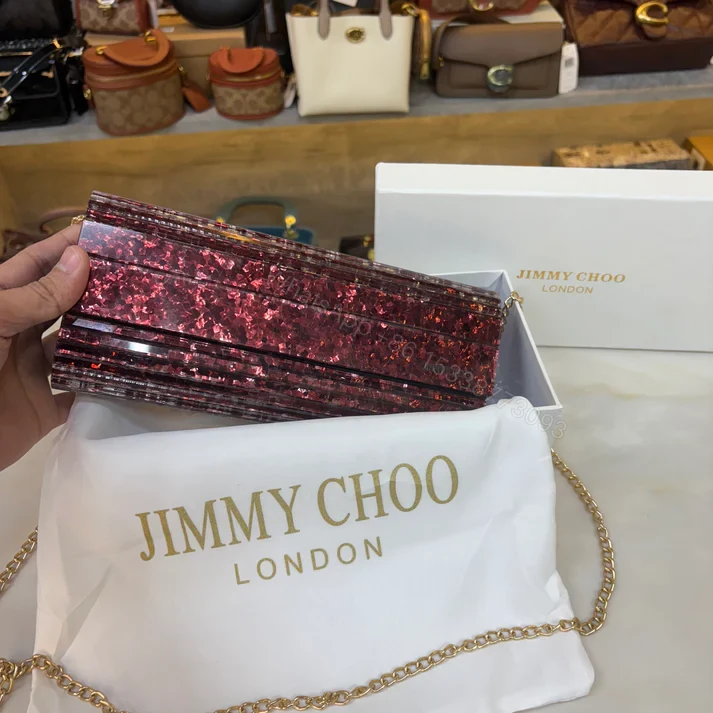 View 10 of FIRST COPY JIMMY CHOO VIOLET ORCHID SWEATIE CLUTCH HANDBAG