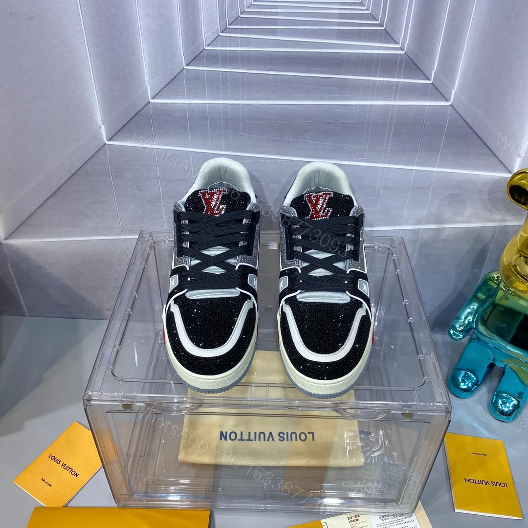 LV 一比一 Trainer 黑鑽運動鞋紅標點綴百搭款 — view 1