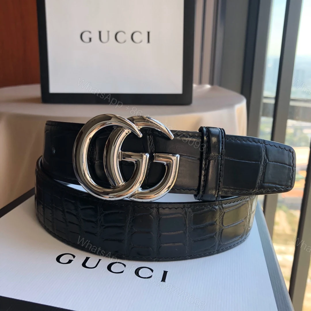 Gucci A貨銀扣鱷魚紋皮帶 男士精品皮革高端質感款 — view 1