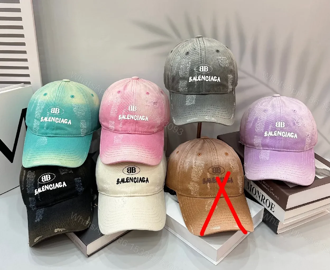 Pastel Distressed Baseball Cap with Logo Embroidery — view 1