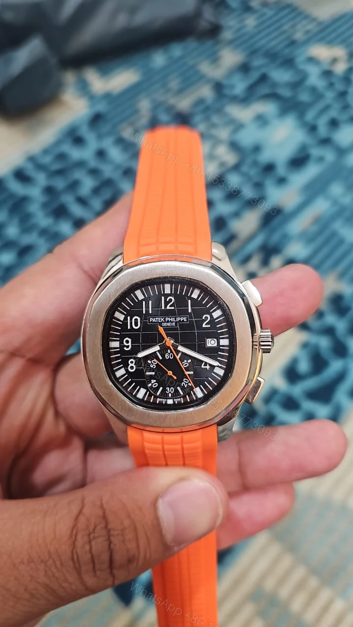 Patek Philippe Aquanaut Chronograph Orange Strap Watch — view 1