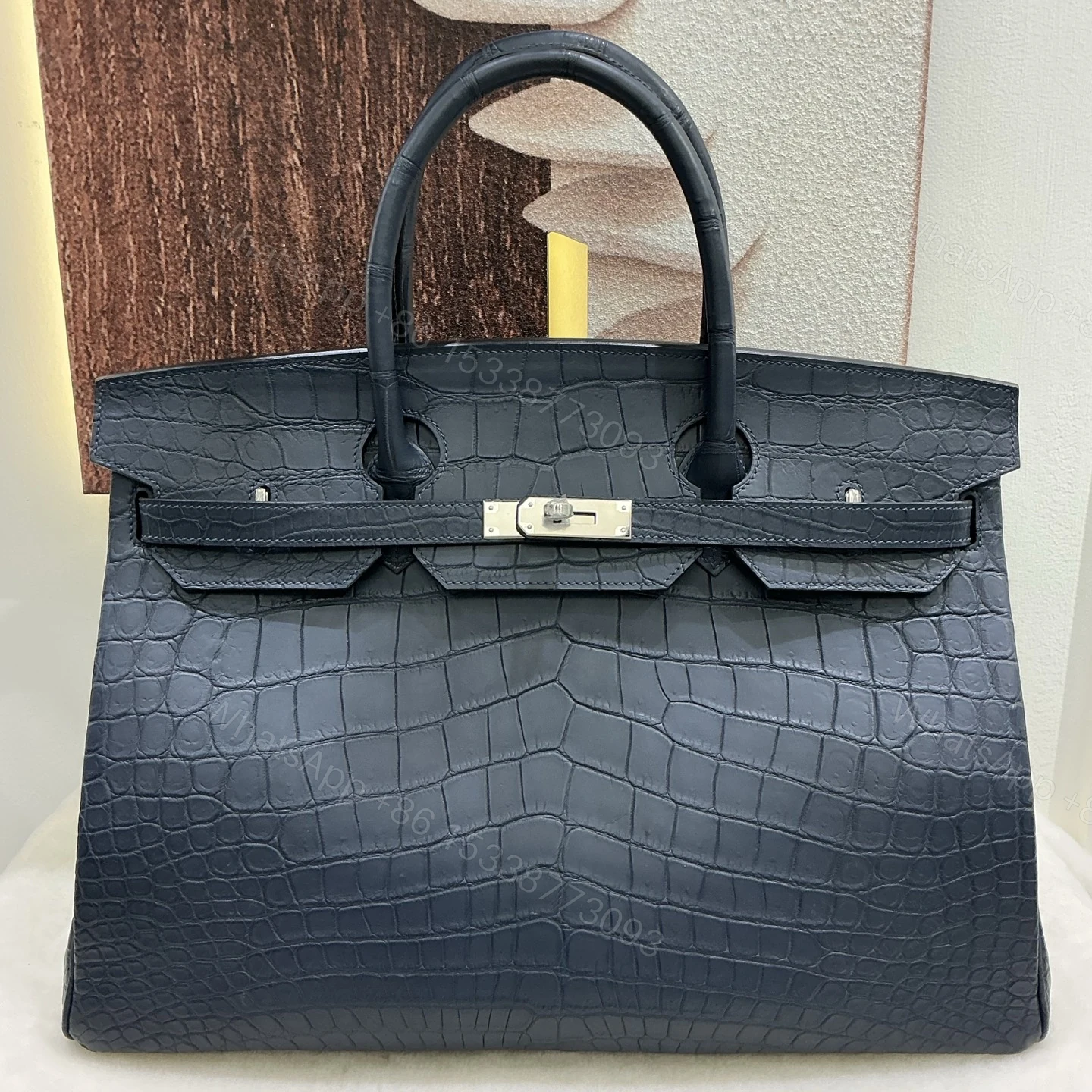 Hermes 原單 女款 Birkin 手提包 深藍拼接款 商務質感風 — view 1