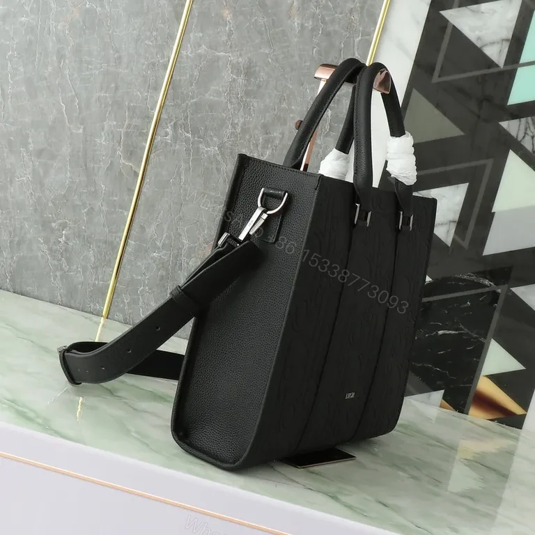 View 8 of Structured Black Dior Tote: Modern Texture, Classic Utility