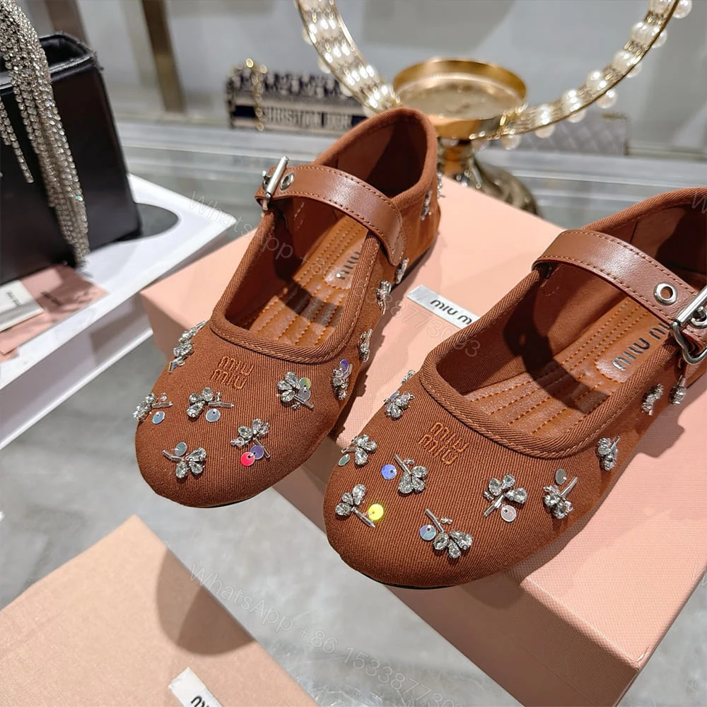 View 7 of MIUMIU Embroidered drill ballerinas 297584