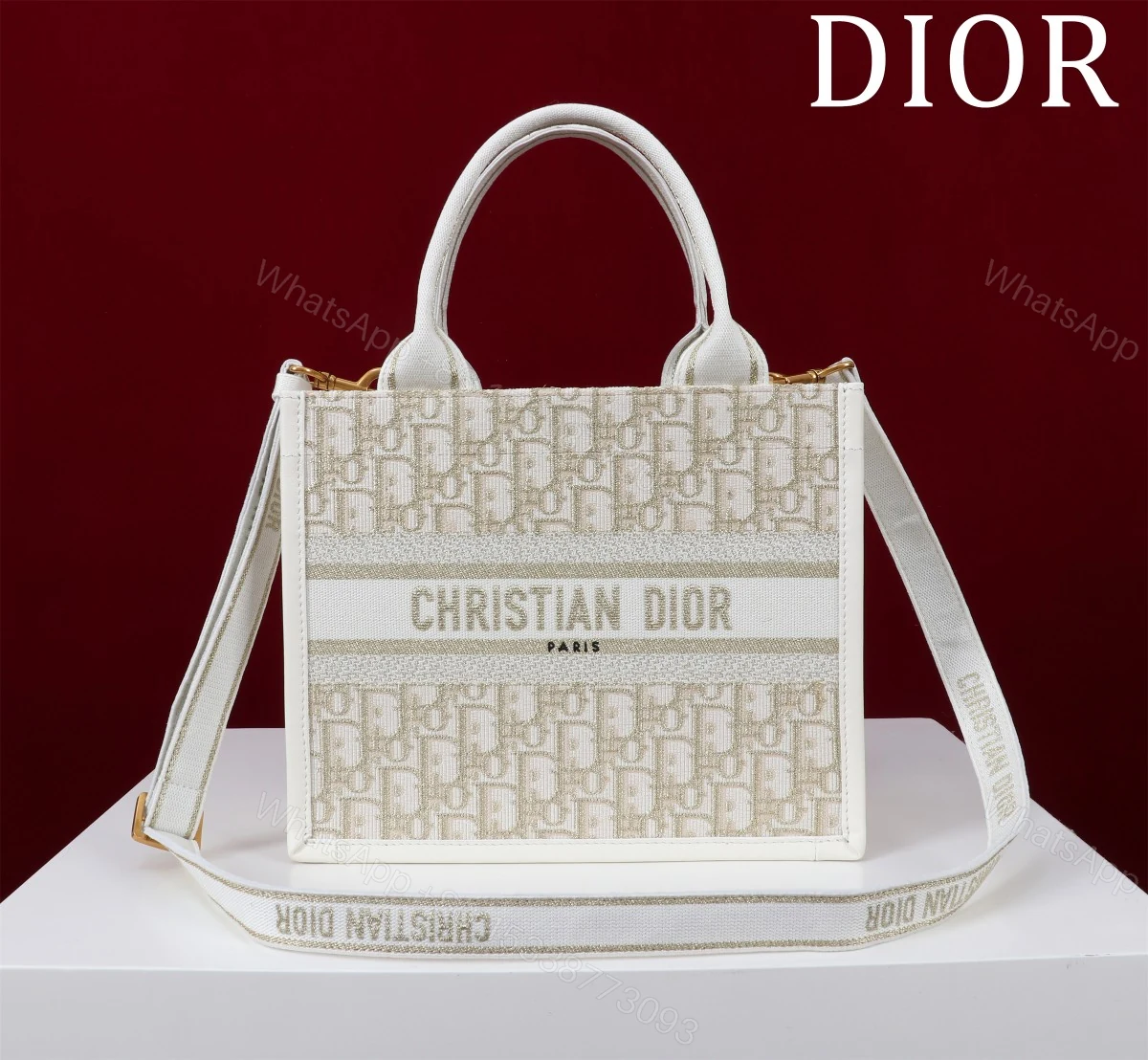 一比一Dior Book Tote 托特包 白金迷你老花刺繡 — view 1