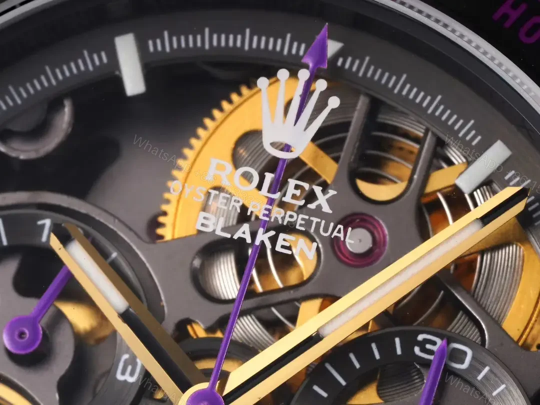 View 5 of Best Rolex Daytona Skeleton Purple replica 40MM Carbon Purple Rubber Strap Edition ROLEX-DAYTONA-SKEL-PUR-RUB-40