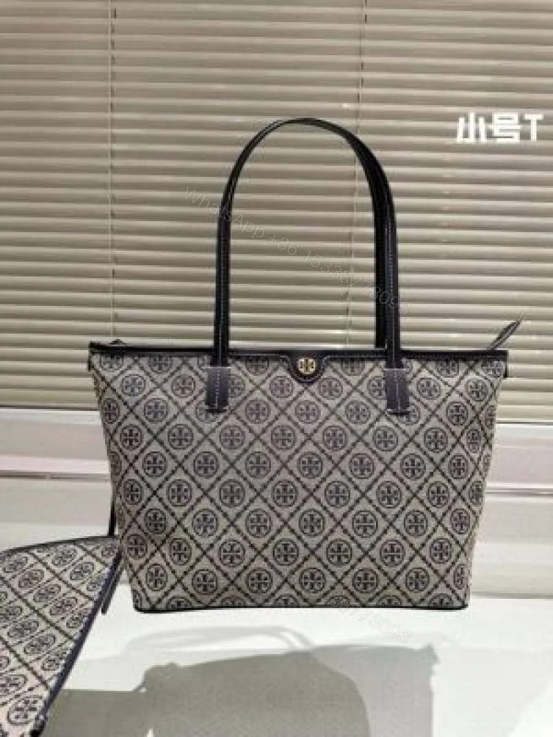 First Copy Tory Burch Ladies Quilted Large Tote Bag With Matching Pouch Premium Handbag — view 1