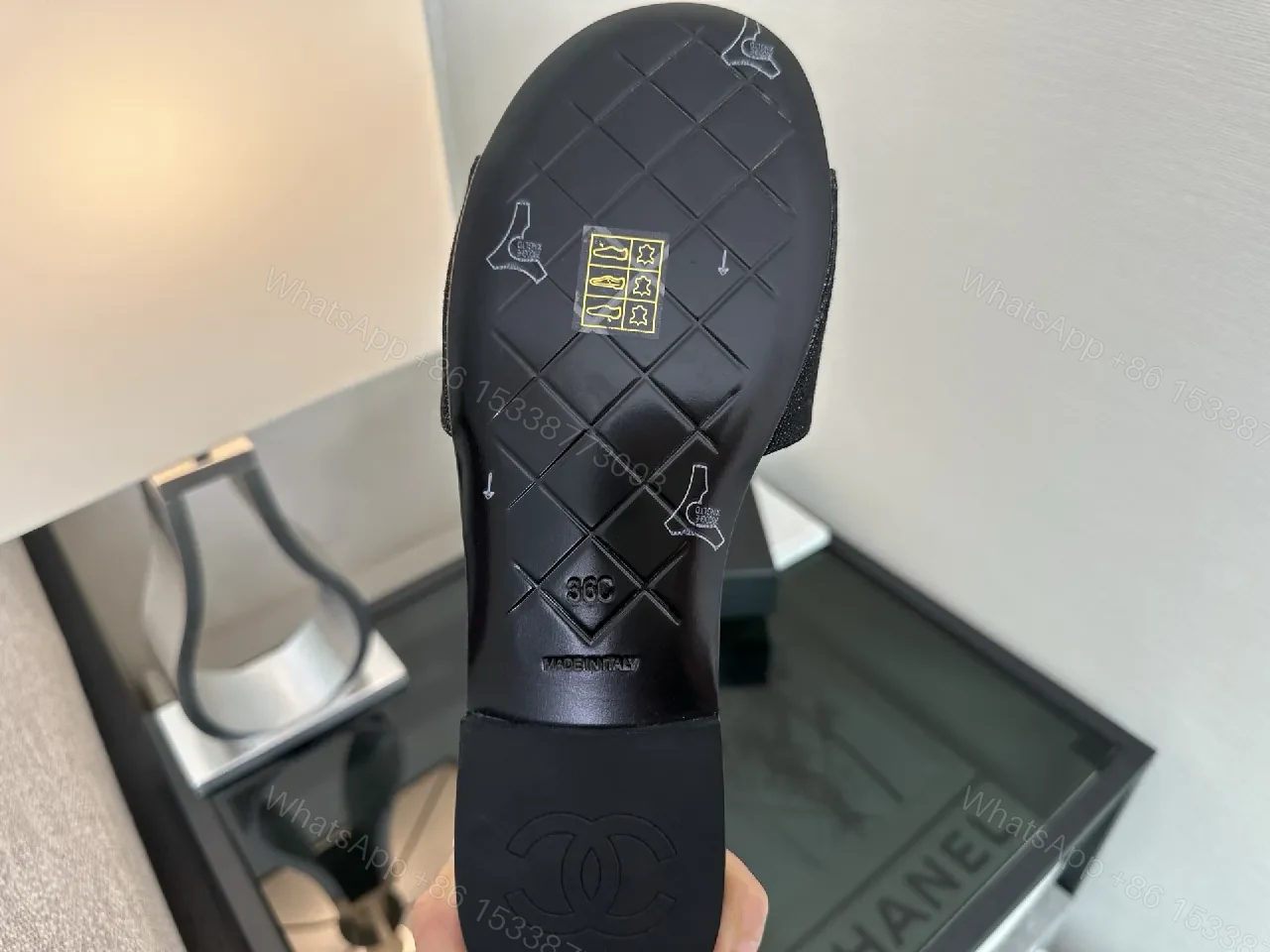 View 7 of Chic Denim Slip-Ons with Gold Interlock Hardware