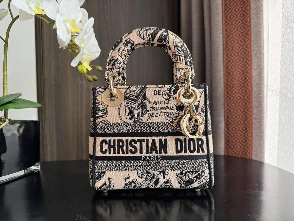 View 8 of Patterned Dior-script Mini Bag: Luxe, Compact, Day-Night Ready