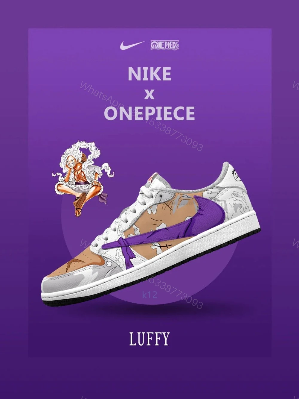 Monkey D. Luffy V.6 Custom TS Low Jordan 1 — view 1