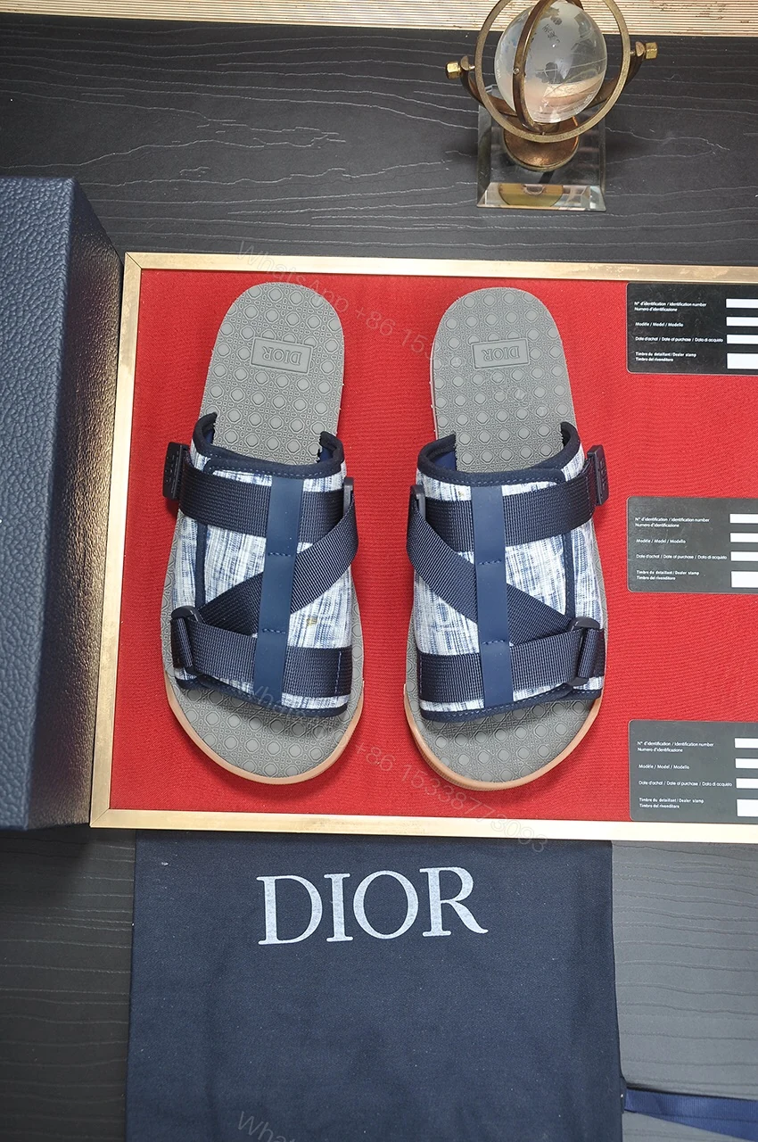 DiorA貨男士涼拖條紋拼接設計休閒風格舒適百搭款 — view 1