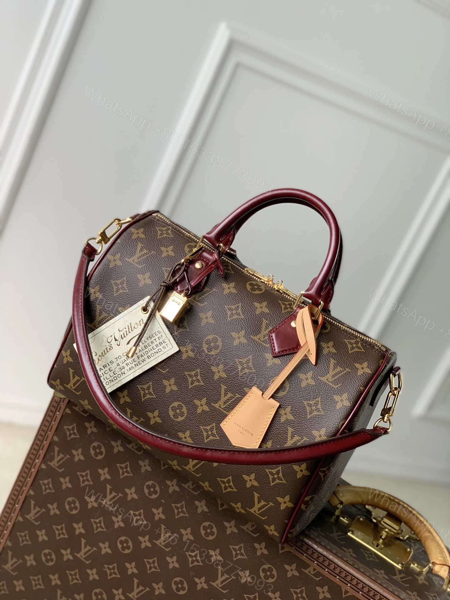 LV 原單 女款 老花手提包 紅色拼接設計 經典通勤款 — view 1