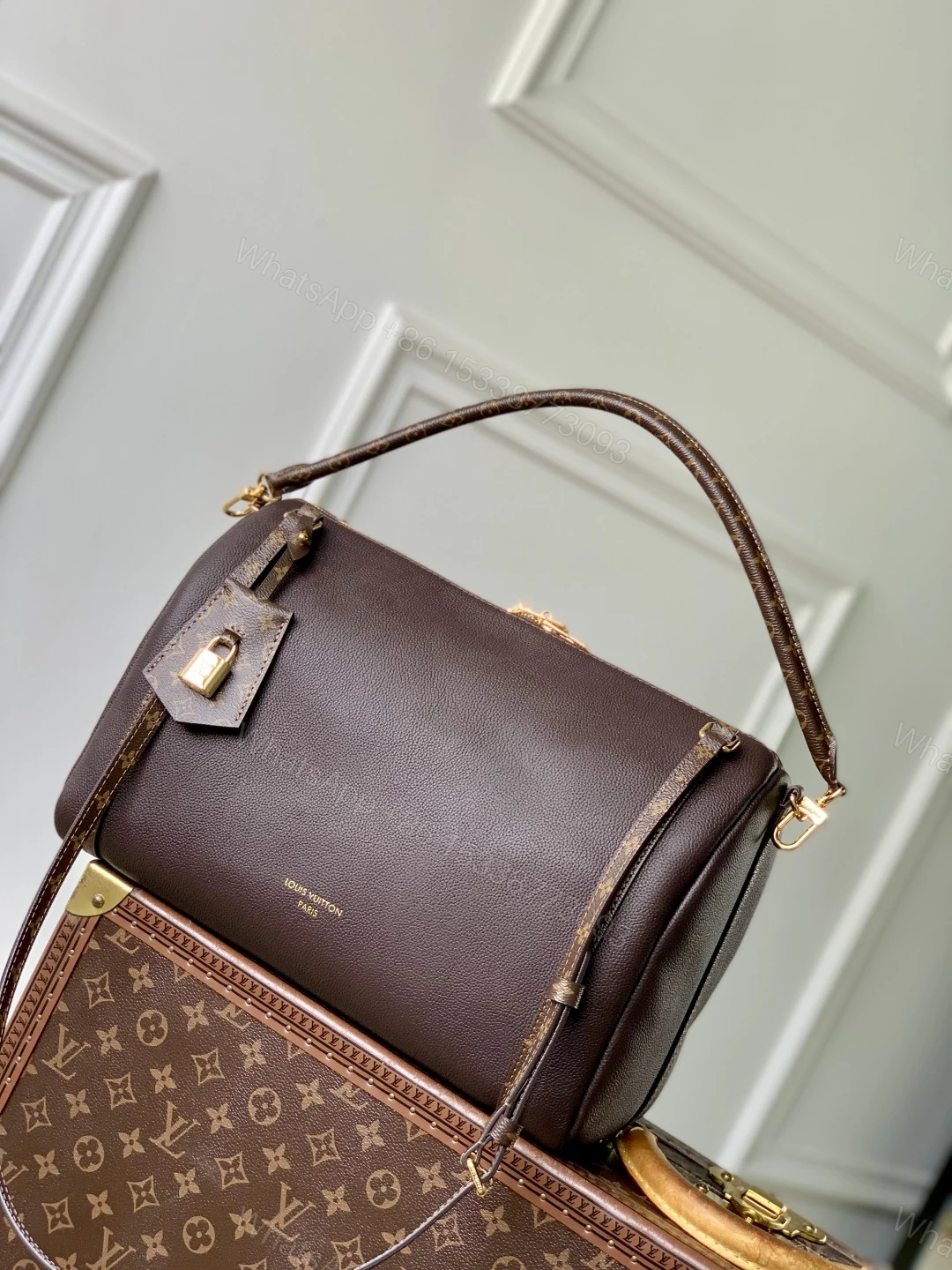 LV 一比一 女款 棕色手提包 經典老花拼接 通勤百搭款 — view 1