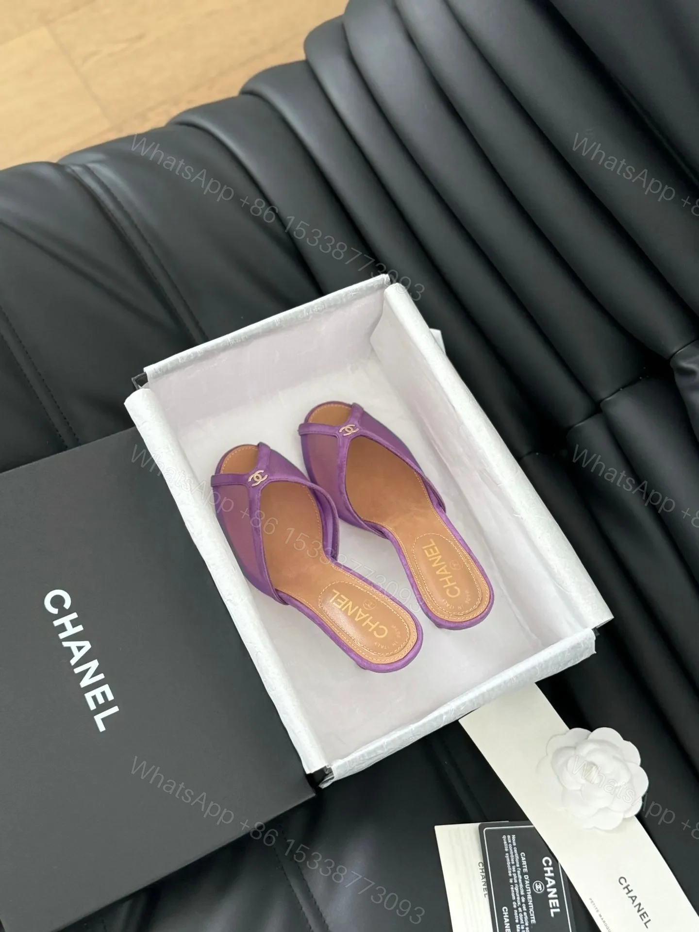 Chanel Women Purple Fabric Mules — view 1