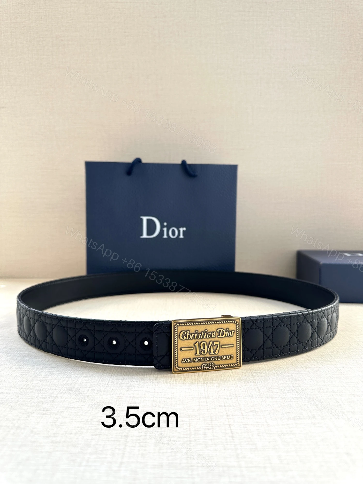 Dior 高仿男士黑色皮帶 復刻1947金標 簡約尊爵 — view 1