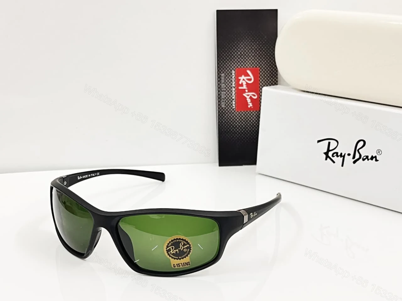 Ray-Ban Wraparound G-15 Green Sunglasses — view 1