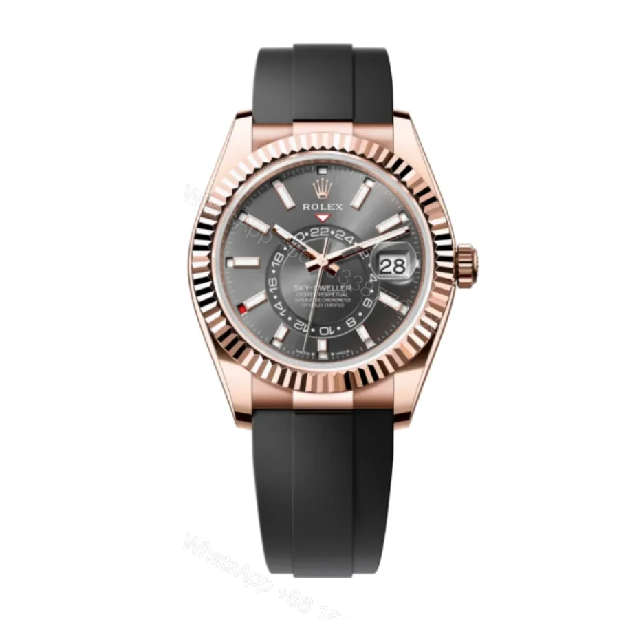 Rolex Sky-Dweller 326935-0007 SRO Automatic Everose Rhodium Dial Rubber Strap Replica — view 1