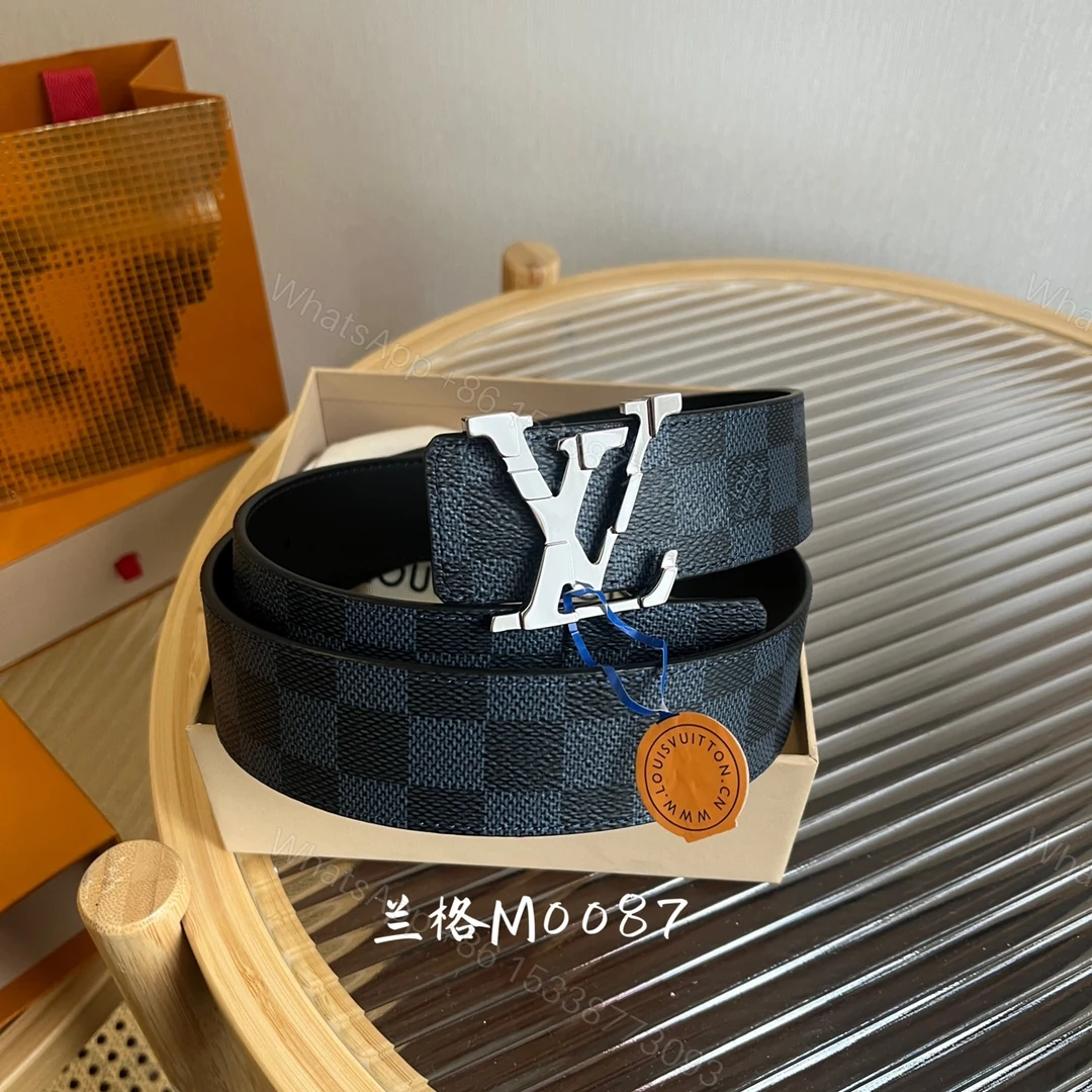 LV 一比一 Damier Graphite 金扣男士格紋皮革腰帶百搭款 — view 1