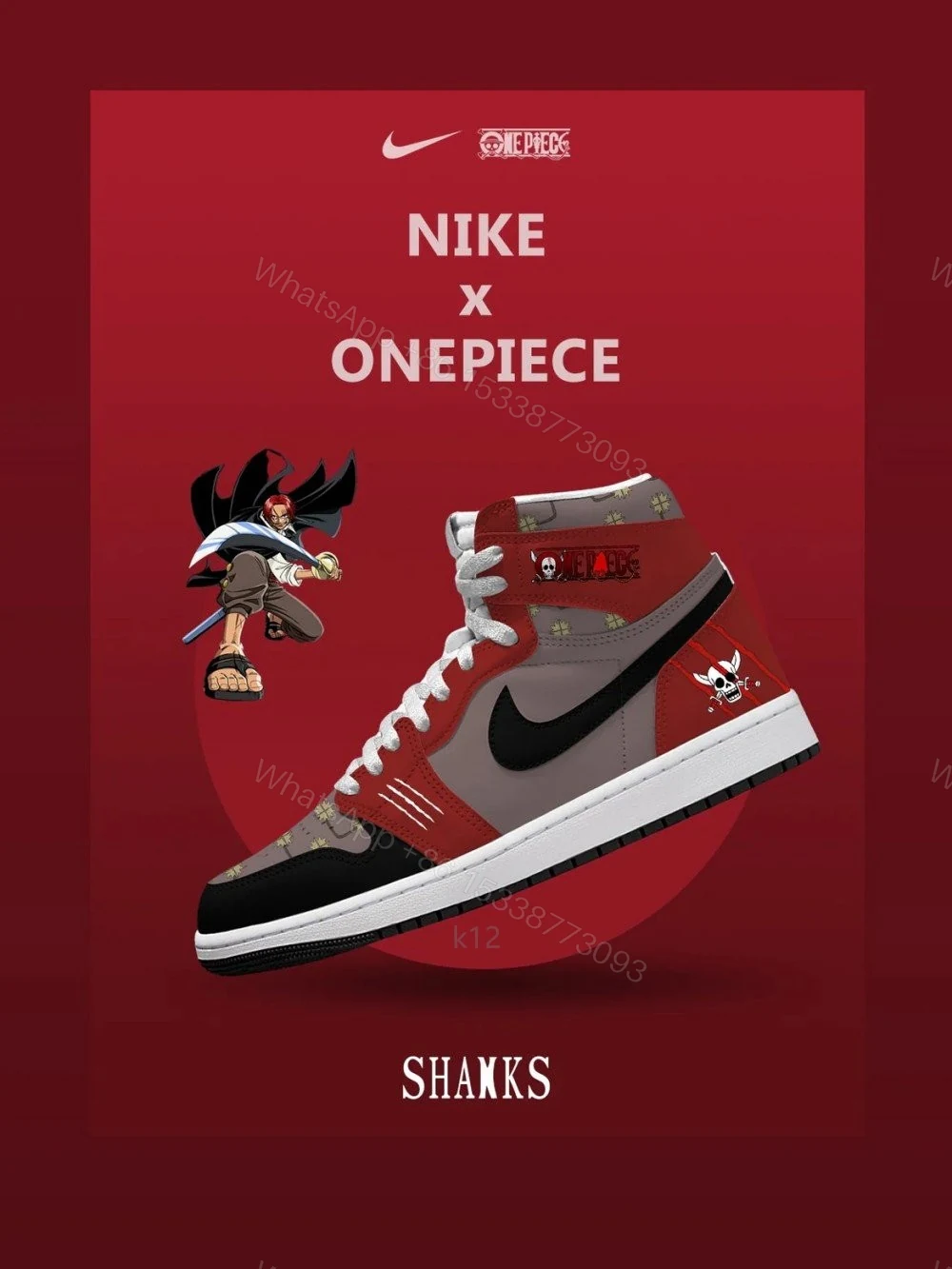 Red-Haired Shanks V.3 Custom High-Top Jordan 1 — view 1