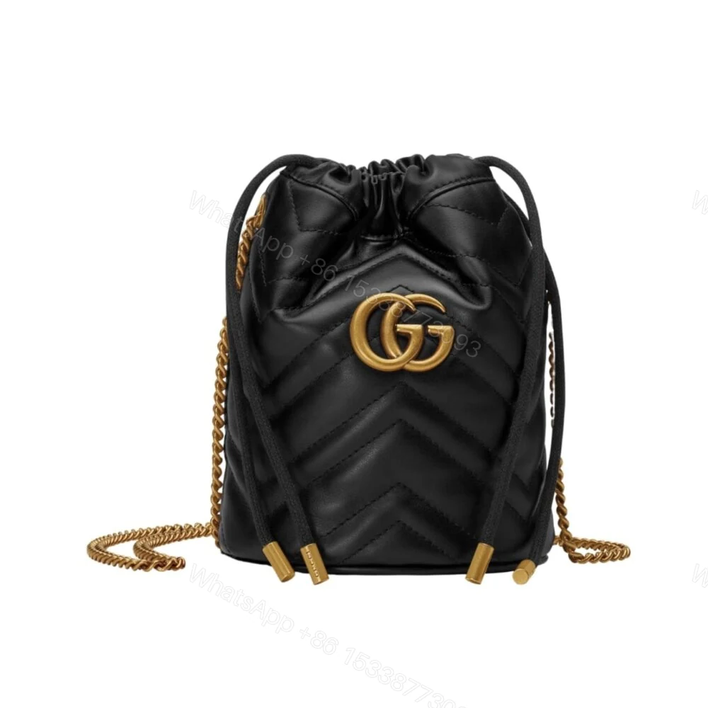Gucci GG Marmont Matelassé Chevron Mini Bucket Bag Black 15Cm 575163 DTDRT 1000 — view 1