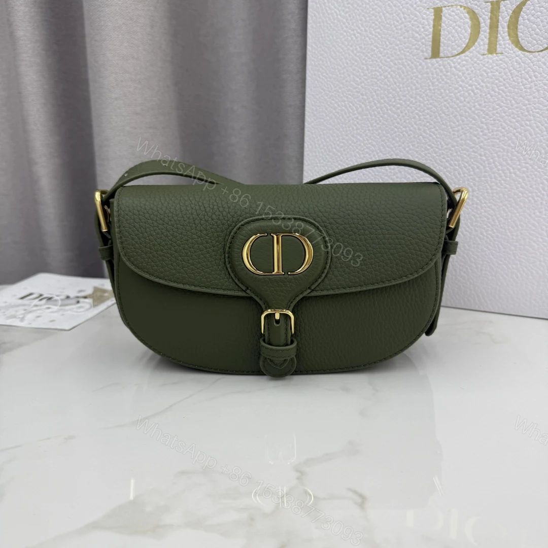 Dior高仿女款墨綠半月包金扣荔枝皮紋理高質感款式 — view 1