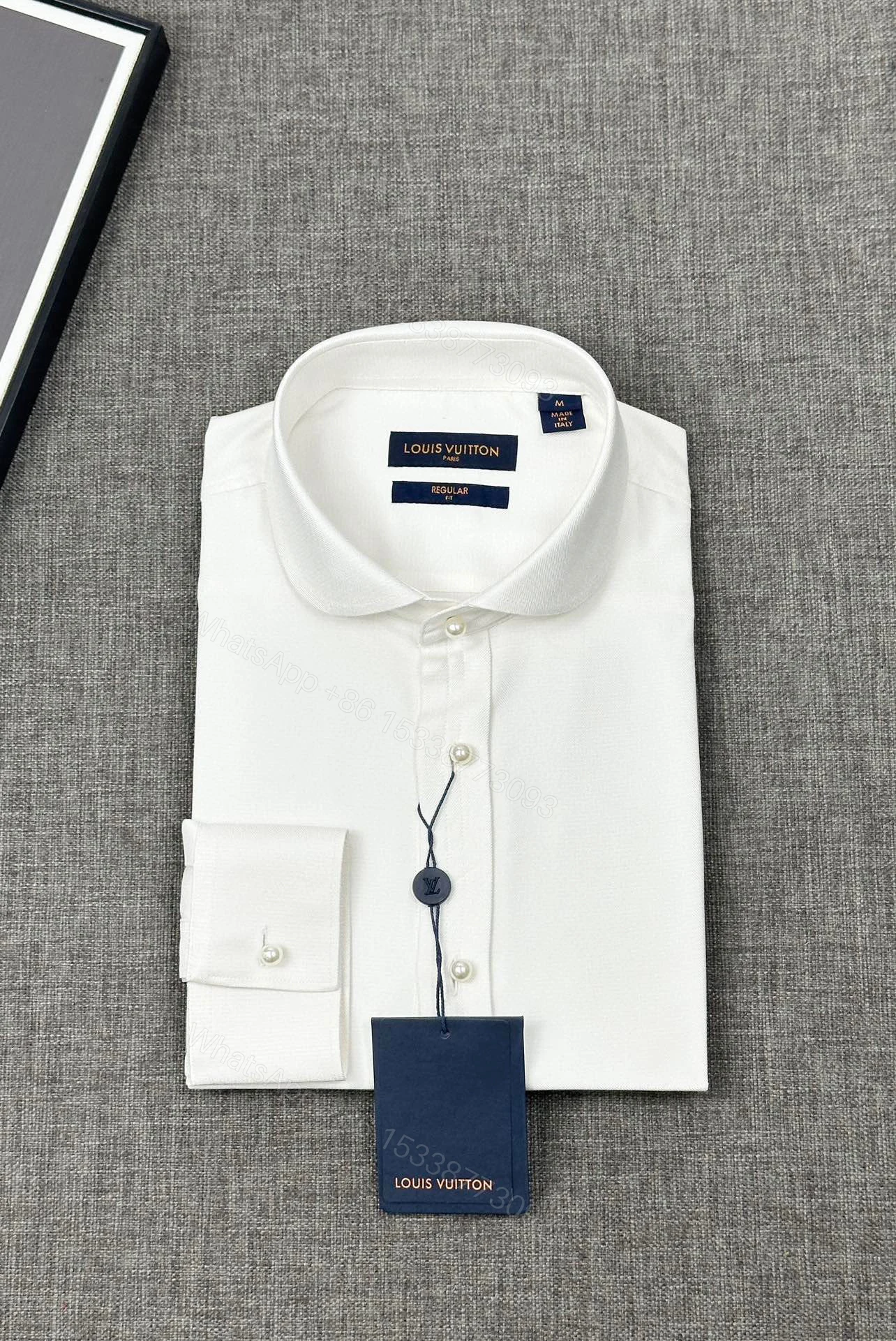 LV 高仿襯衫 白色圓領紳士款 義大利訂製風格 — view 1