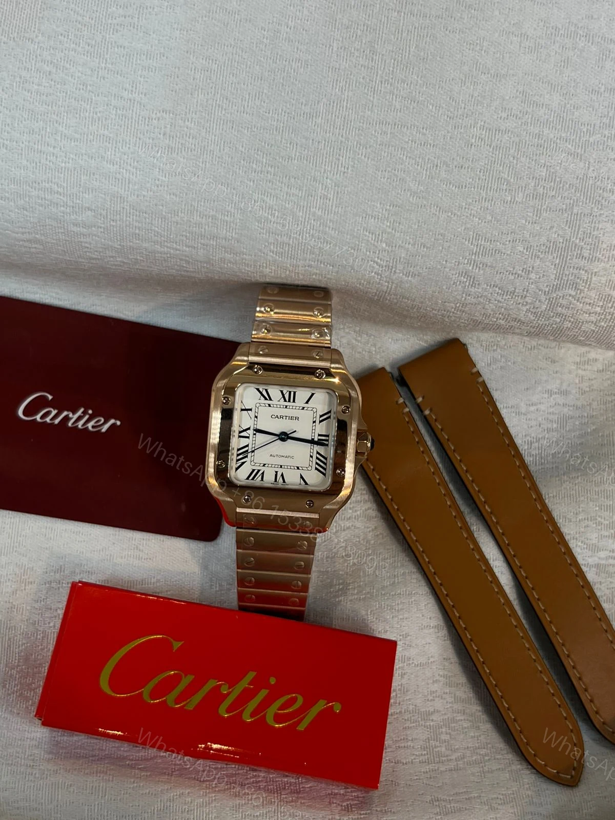 Cartier Santos De Cartier Rose Gold White Dial — view 1