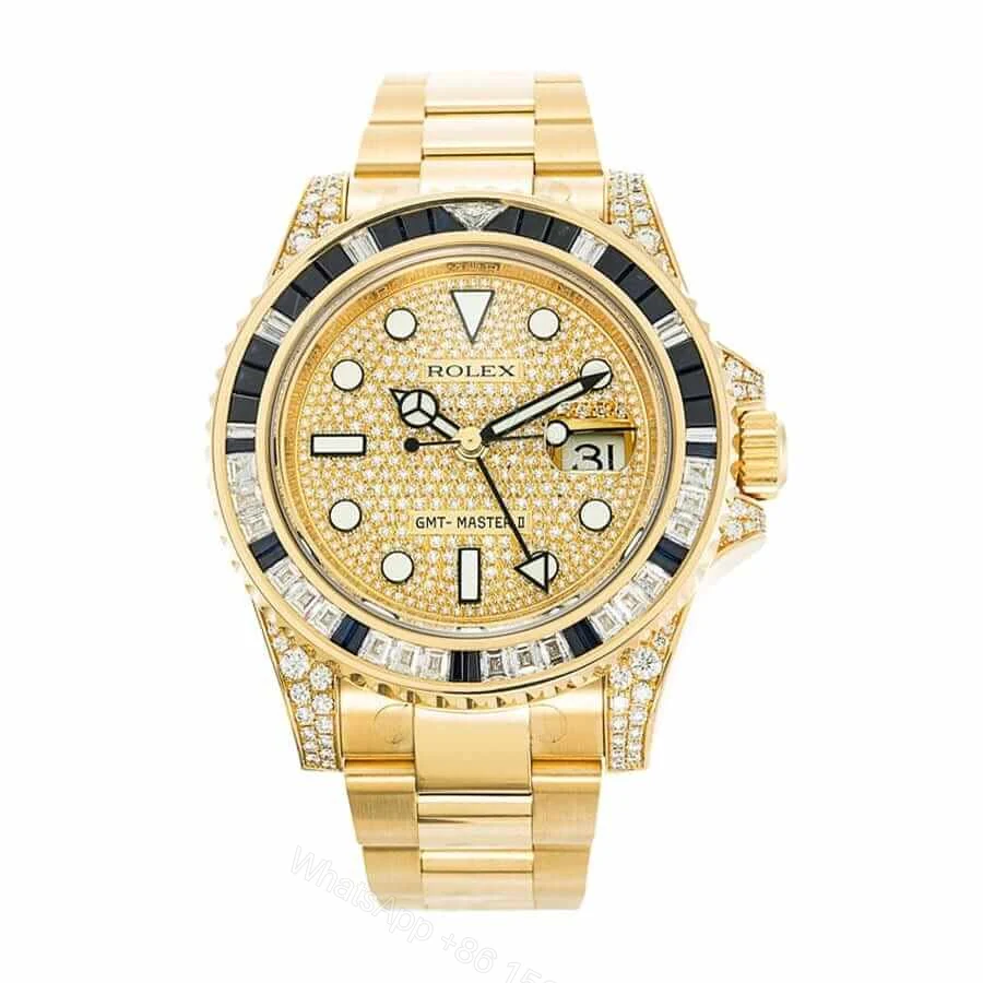 Rolex GMT-Master II Super Clone : Yellow Gold Diamond Watch 40mm — view 1