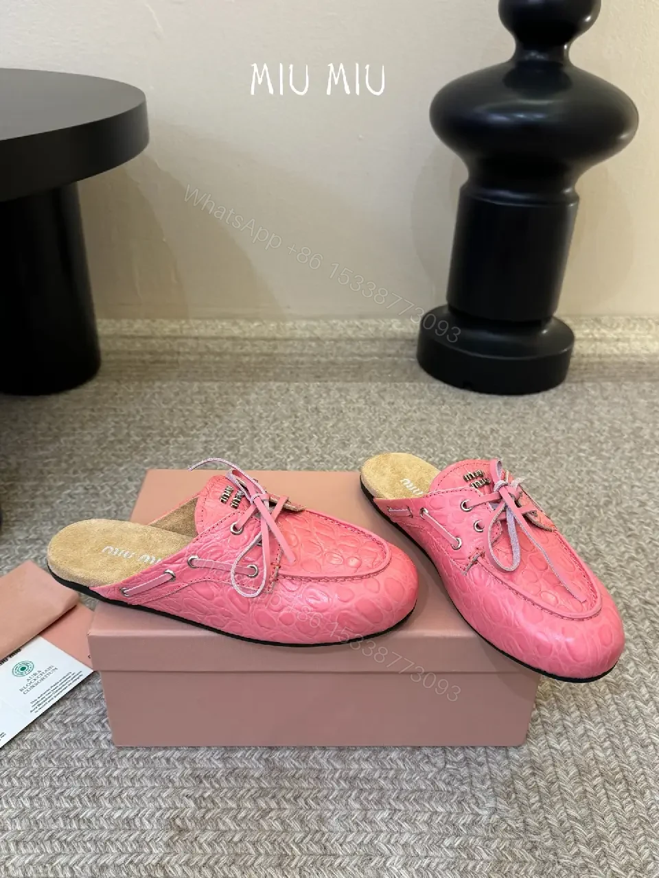 View 6 of Pink Leather Espadrille Mules, Comfortable Slip-ons, Miu Miu Style, Product Type: Shoes